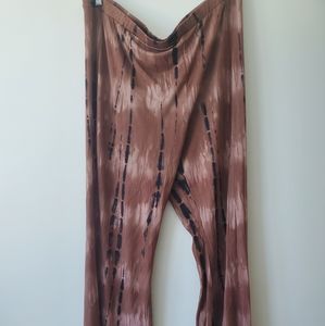 Brown and black tie dye flared pants